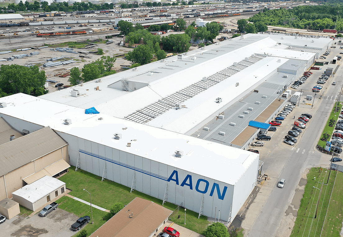 AAON building after reroof - arial view