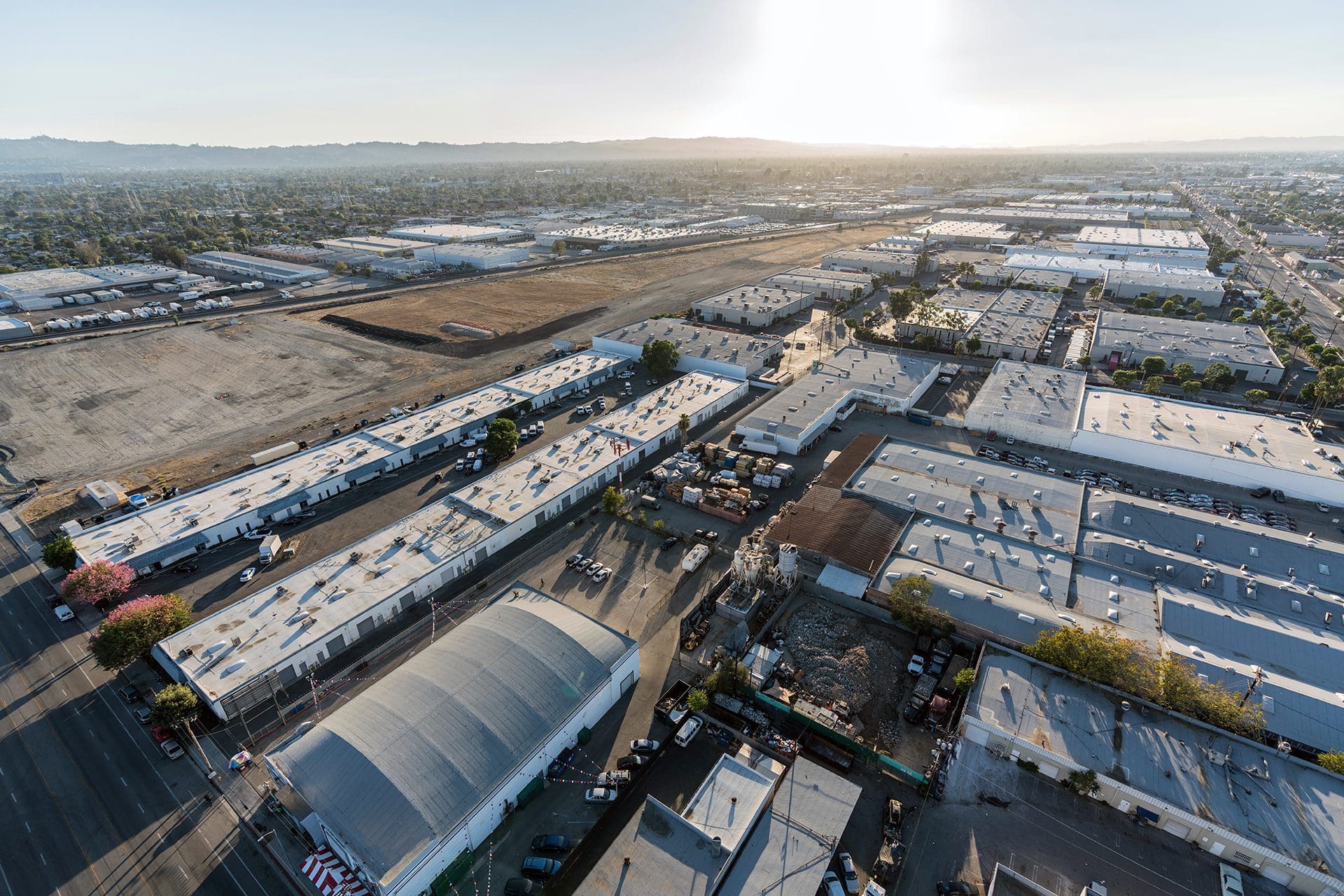 Arial view of warehouse district