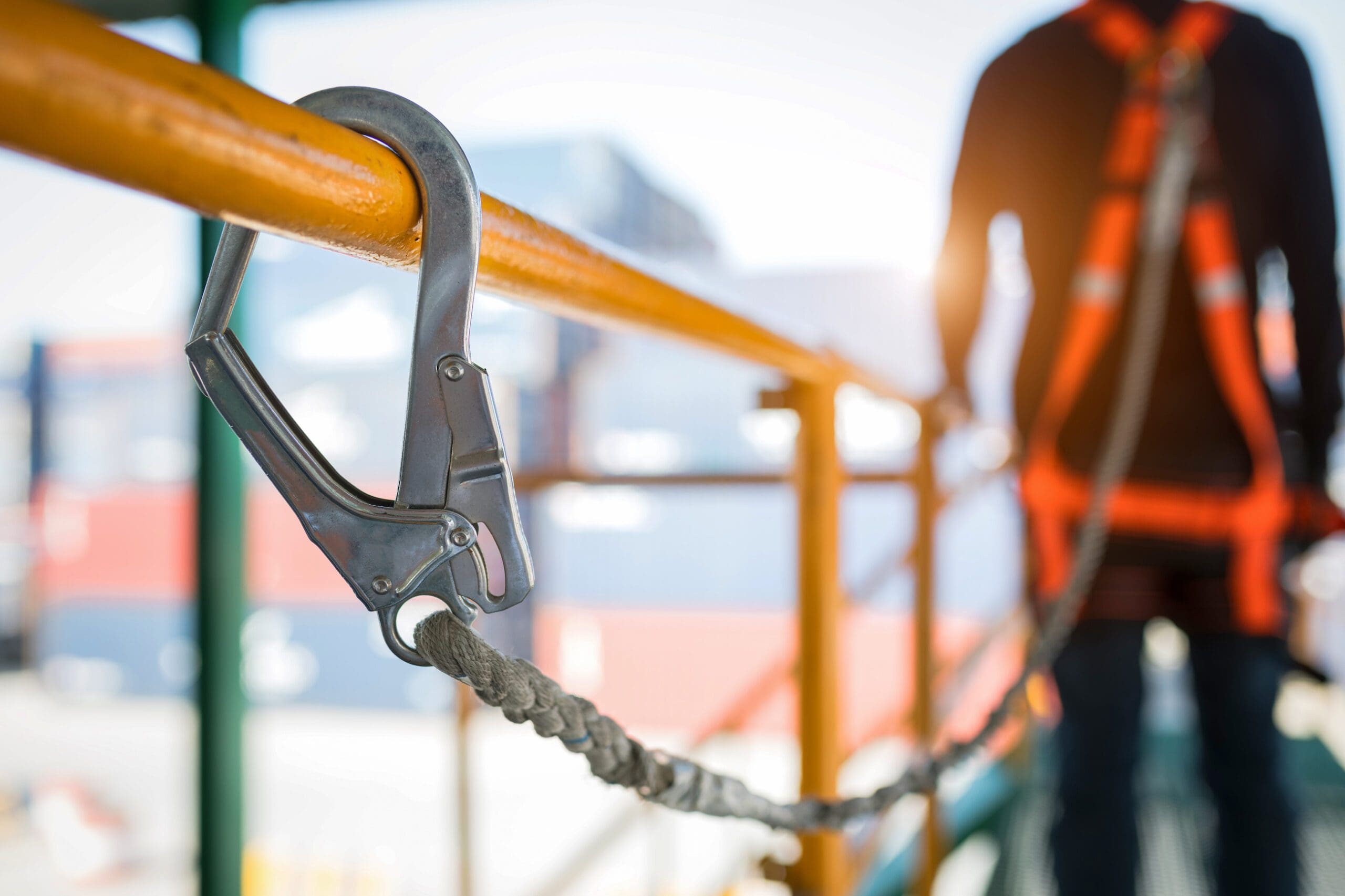 man working with a safety harness