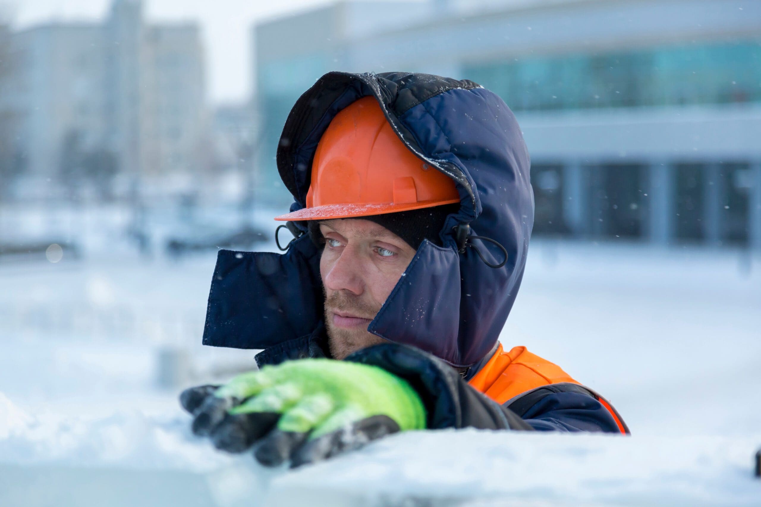 man working in the cold
