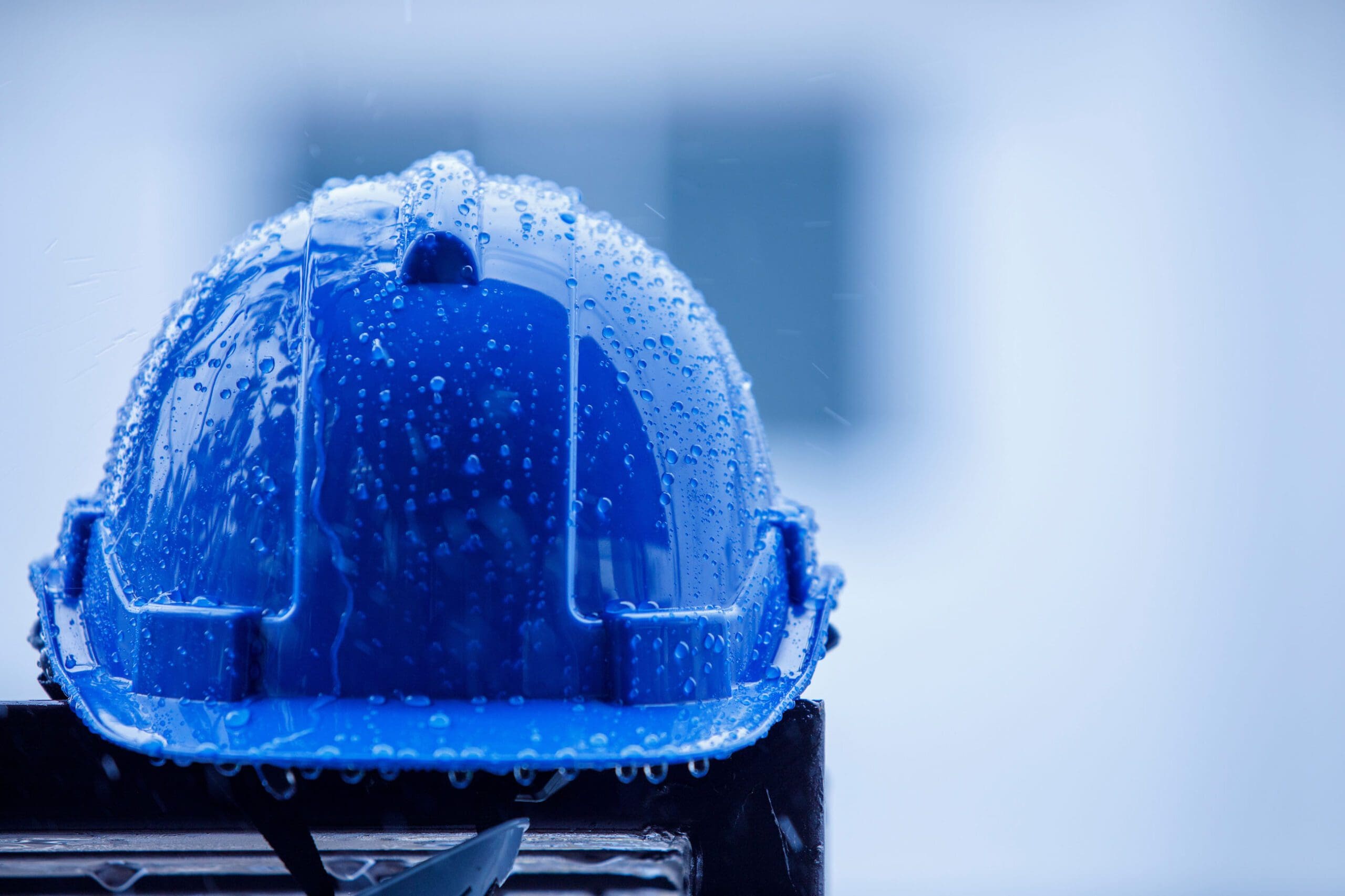 hard hat in the rain