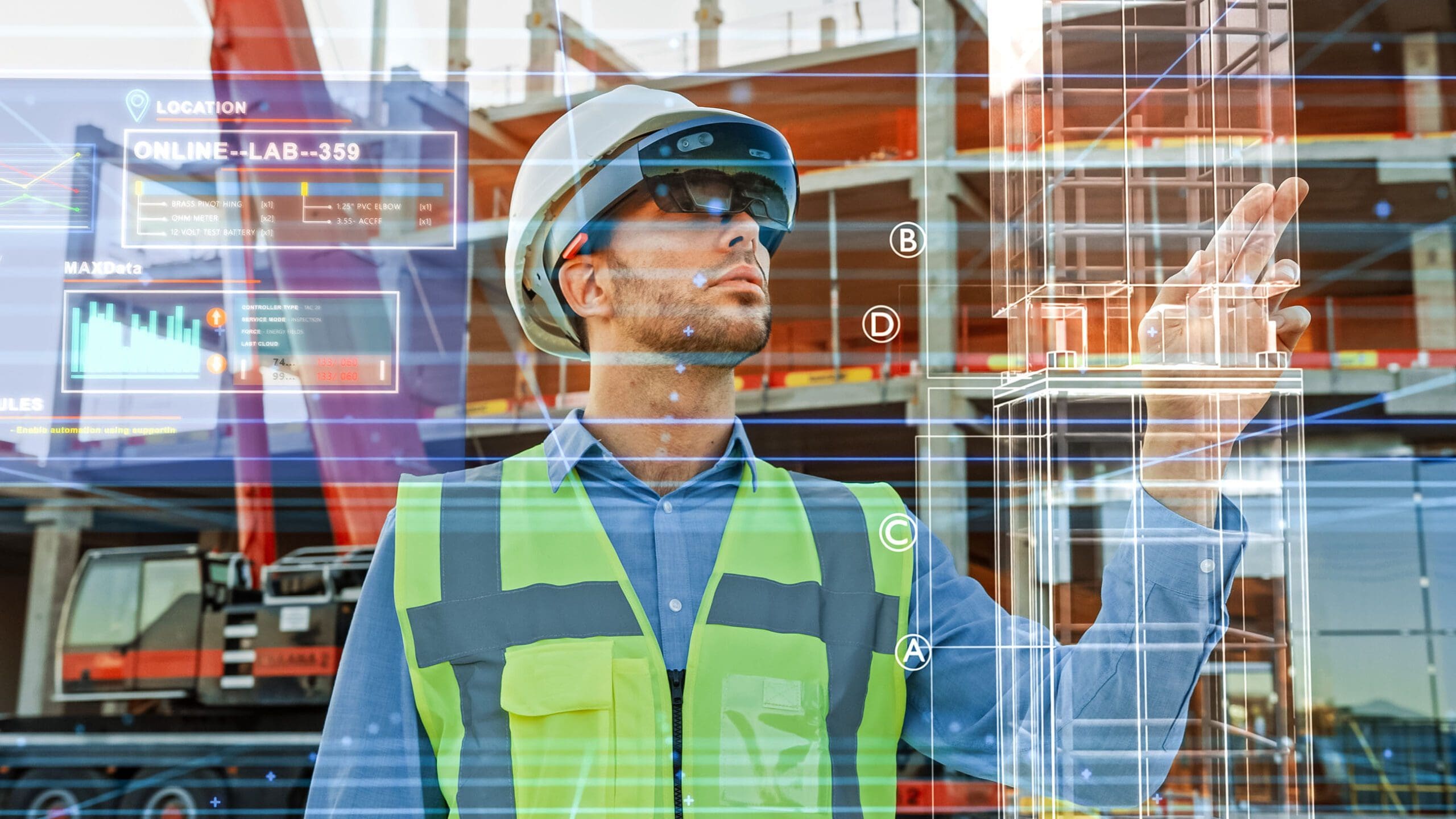 Man using AR on the construction site