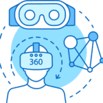 360 VR icon with person and glasses