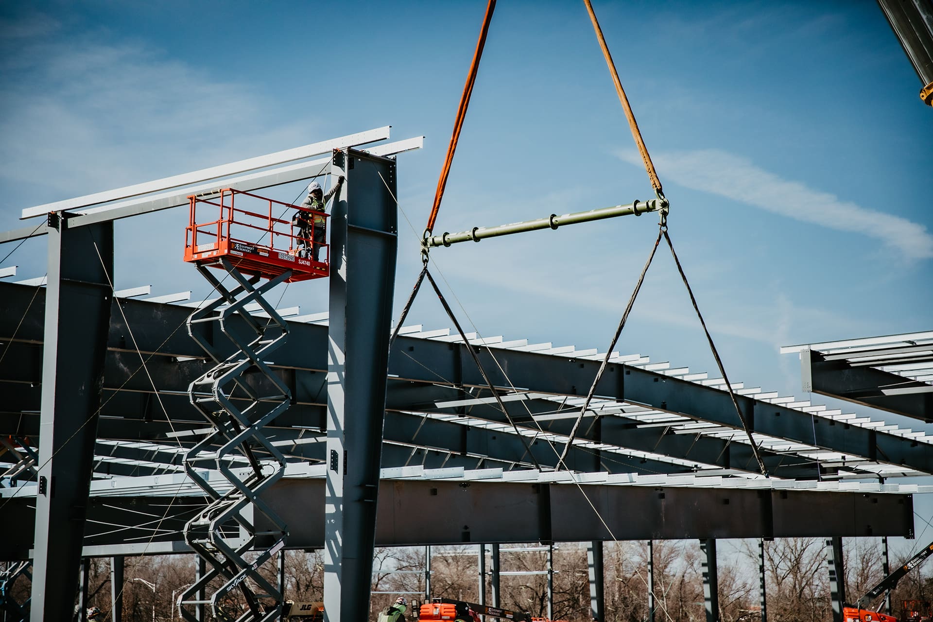 Steel being erected