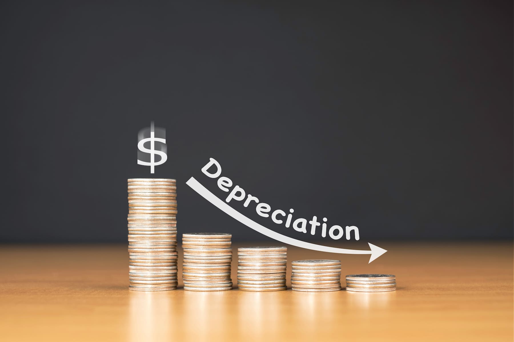 Depreciation visual using coins